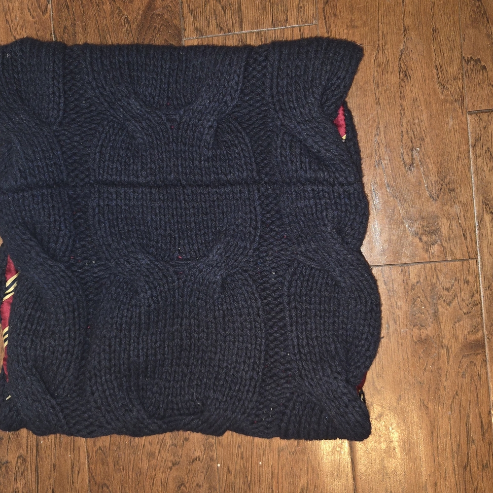 $148 Brooks Brothers Cable Knit Lambswool Silk Cowl Neck Scarf Navy Blue